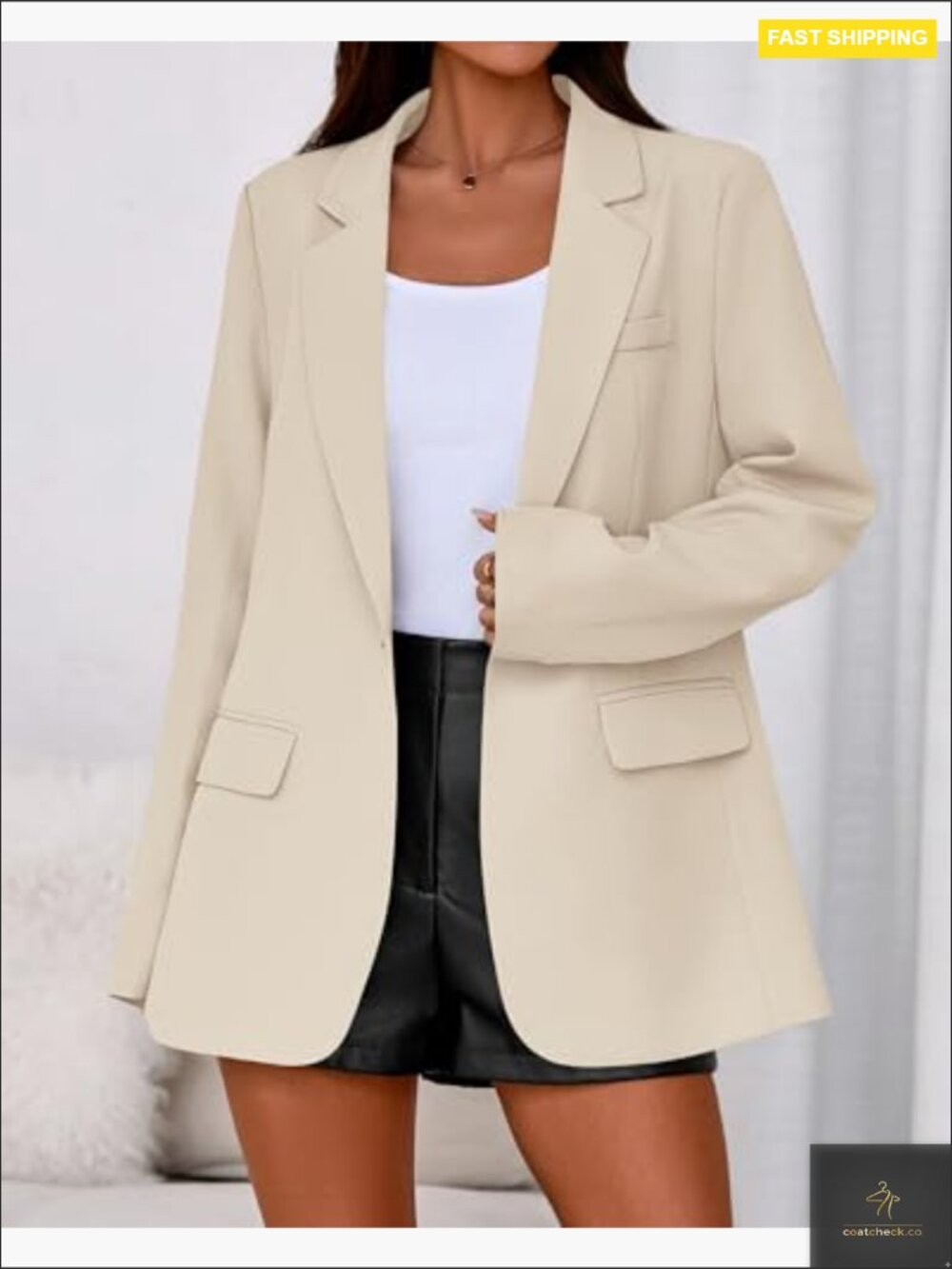 Oversized Blazer Open Front Business Casual Work Office Suit Jacket Classic - Picture 2 of 7